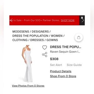 NWT Dress the Population Sleeveless Raven Sequin Gown Dress White size XXL